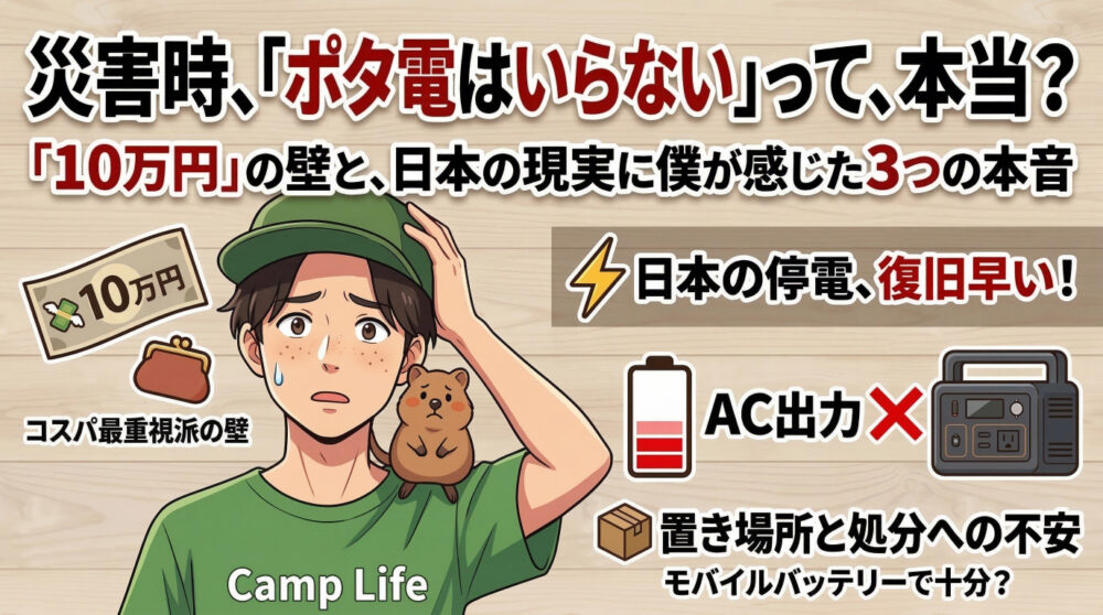 ポータブル電源はいらない、災害には不要という声の正体｜僕が感じた3つの本音