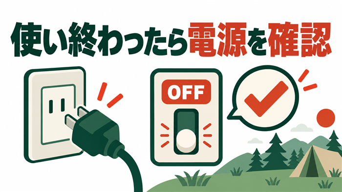 使い終わったら出力と本体電源の状態を確認する