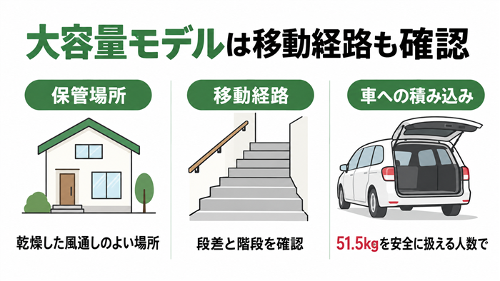 大容量ポータブル電源の保管場所、段差・階段、車への積み込みを事前に確認する3つのポイント