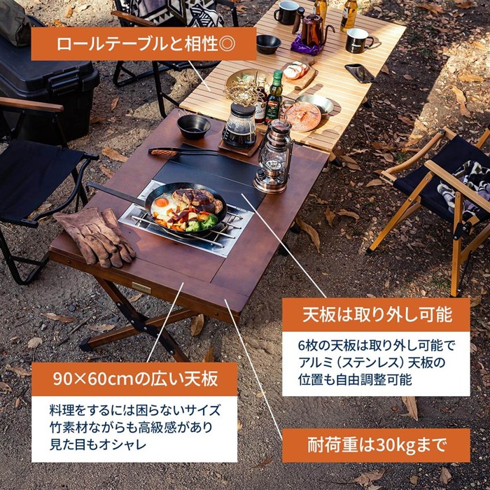 ハイランダー シェフテーブルにバーナーを組み込んだ調理例