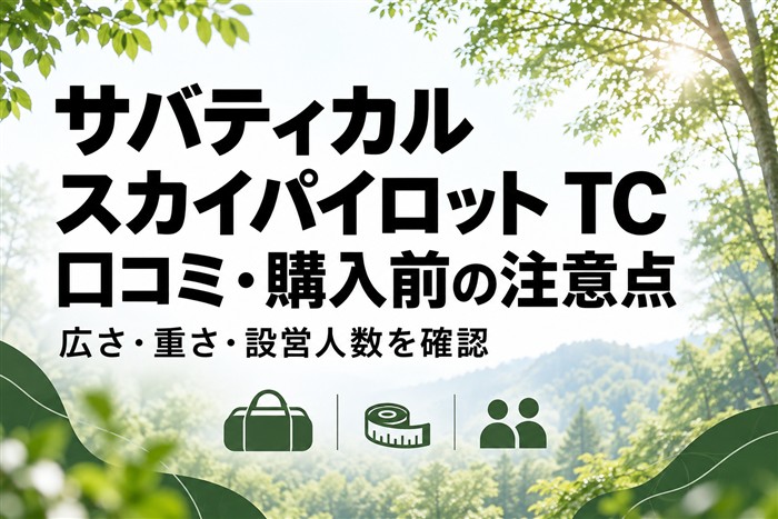 サバティカル スカイパイロット TCの口コミと購入前に確認する広さ・重さ・設営人数